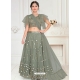 Grayish Green Designer Net Wedding Lehenga Choli