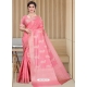 Peach Latest Designer Silk Party Wear Sari