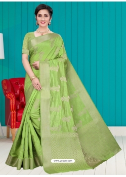 Green Latest Designer Silk Party Wear Sari