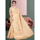 Cream Latest Designer Silk Party Wear Sari