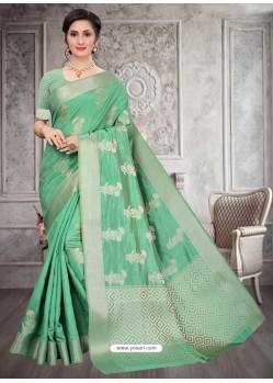 Jade Green Latest Designer Silk Party Wear Sari