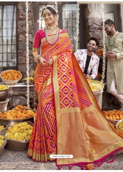 Multi Colour Heavy Designer Wedding Wear Silk Sari