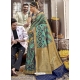 Aqua Mint Heavy Designer Wedding Wear Silk Sari