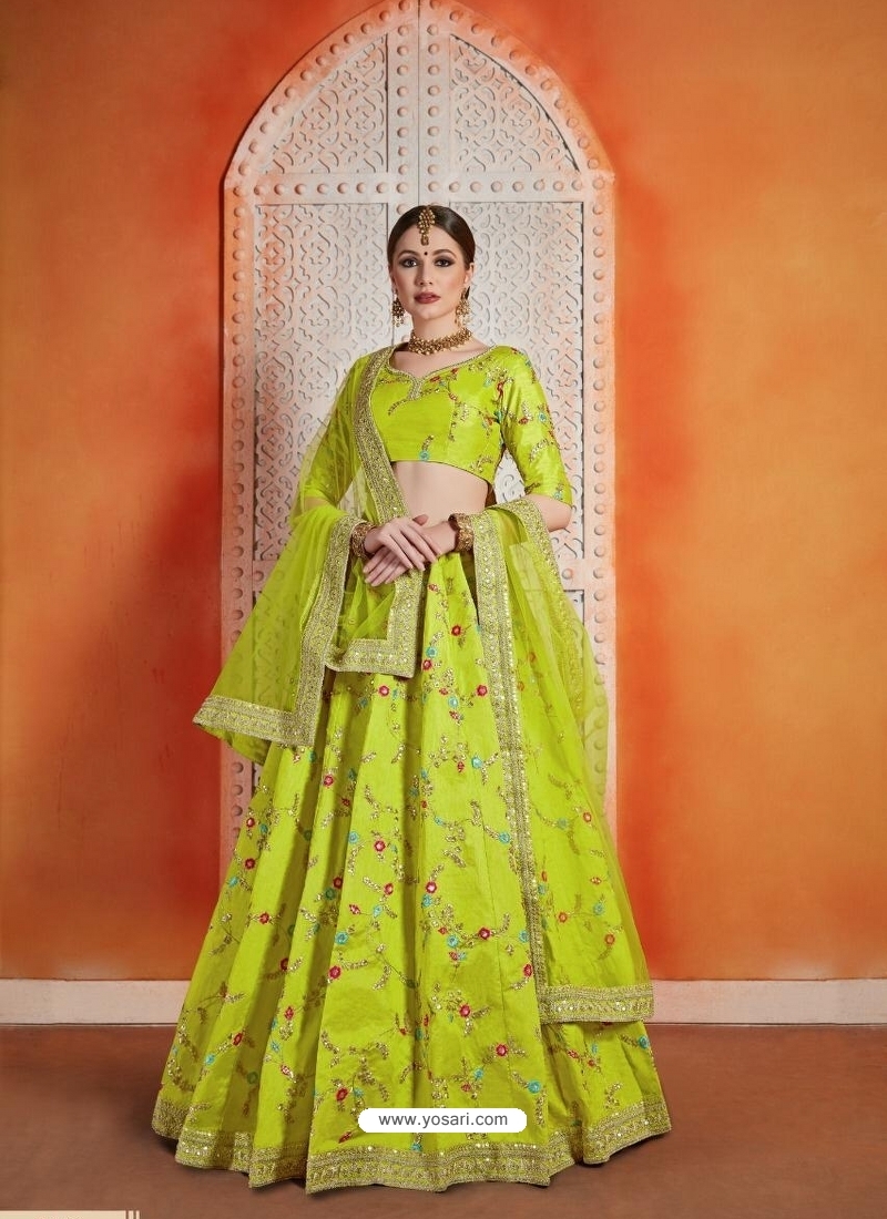 Parrot Green Designer Wedding Lehenga Choli