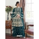 Teal Blue Designer Party Wear Butterfly Net Palazzo Suit