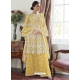 Yellow Designer Party Wear Butterfly Net Palazzo Suit