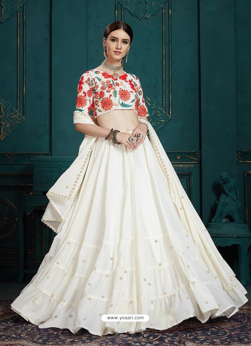 Off White Latest Designer Georgette Wedding Lehenga Choli