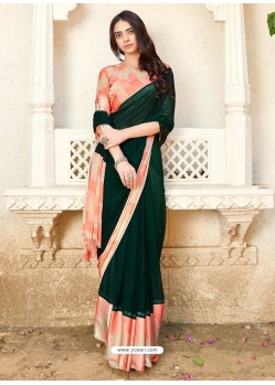 Dark Green Designer Casual Wear Georgette Sari