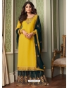 Yellow Designer Party Wear Georgette Palazzo Suit