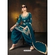 Teal Blue Designer Party Wear Bitalian Soft Silk Patiala Suit