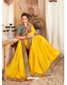 Yellow Heavy Designer Wedding Wear Fancy Fabric Sari
