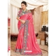 Peach Heavy Designer Wedding Wear Fancy Fabric Sari