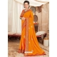Orange Heavy Designer Wedding Wear Fancy Fabric Sari