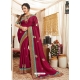 Rose Red Heavy Designer Wedding Wear Fancy Fabric Sari