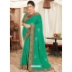 Jade Green Heavy Designer Wedding Wear Fancy Fabric Sari