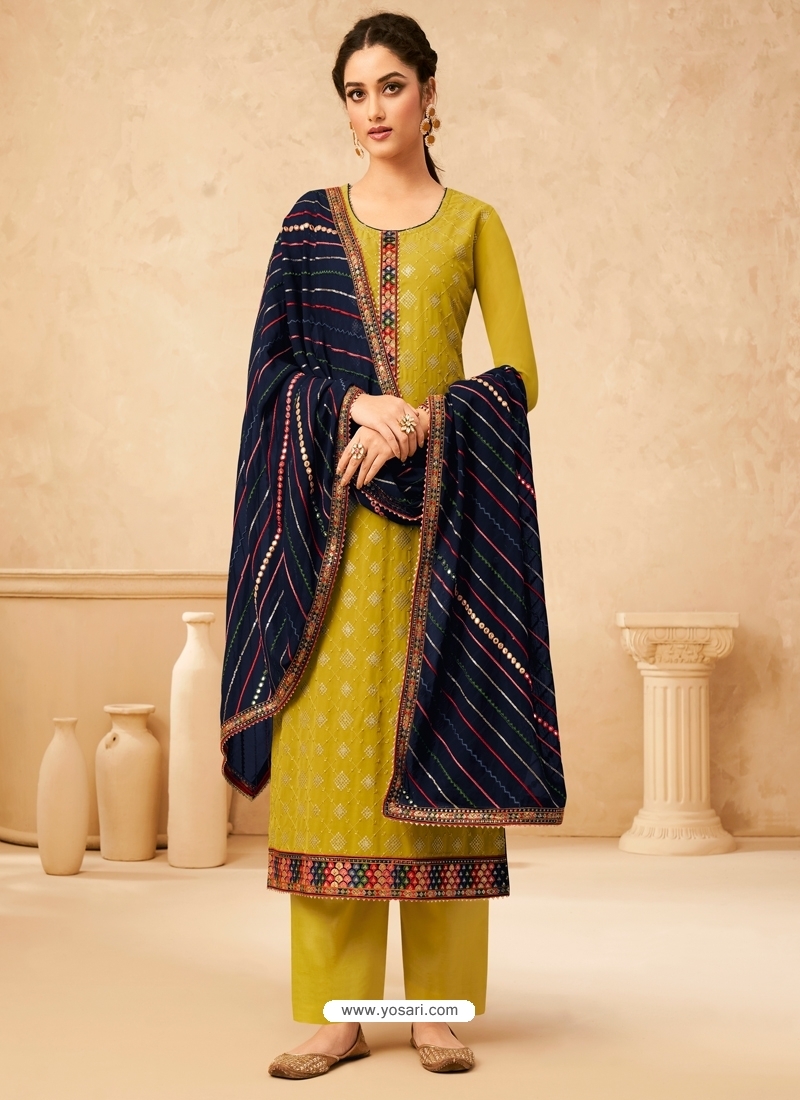 Corn Designer Party Wear Real Georgette Palazzo Suit