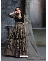 Black Designer Velvet Wedding Wear Anarkali Suit