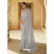 Light Grey Heavy Designer Party Wear Sari