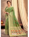 Green Heavy Designer Party Wear Silk Sari