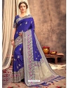 Royal Blue Heavy Designer Party Wear Silk Sari