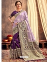 Purple Heavy Designer Party Wear Silk Sari