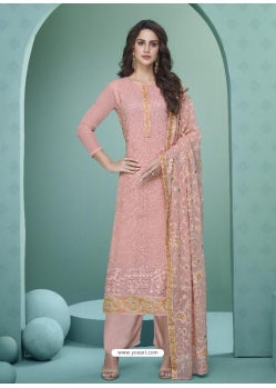 Baby Pink Readymade Designer Party Wear Heavy Airtex Georgette Suit