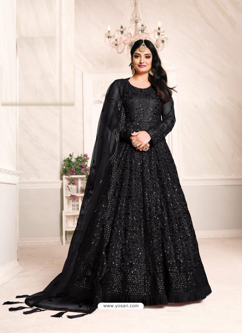 Buy Black Designer Net Party Wear Indo Western Suit | Anarkali Suits
