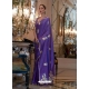 Violet Heavy Designer Party Wear Pure Satin Weaving Silk Sari