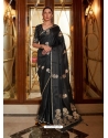 Black Heavy Designer Party Wear Pure Satin Weaving Silk Sari