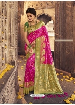 Rani Heavy Designer Party Wear Banarasi Silk Sari