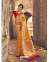 Mustard Heavy Designer Party Wear Banarasi Silk Sari