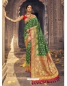 Forest Green Heavy Designer Party Wear Banarasi Silk Sari