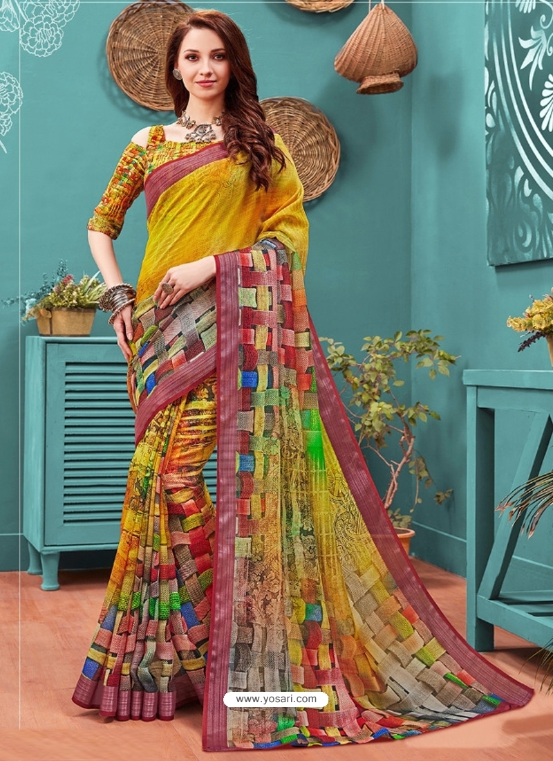Multi Colour Designer Casual Wear Linen Cotton Sari