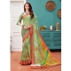 Green Designer Casual Wear Linen Cotton Sari