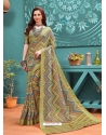 Pista Green Designer Casual Wear Linen Cotton Sari