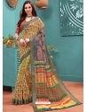 Light Yellow Designer Casual Wear Linen Cotton Sari