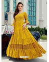 Yellow Readymade Designer Party Wear Gown Suit