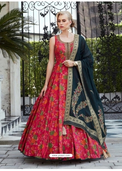 Rose Red Readymade Designer Party Wear Gown Suit