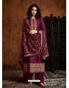 Deep Wine Readymade Designer Party Wear Faux Georgette Palazzo Suit