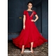 Tomato Red Designer Party Wear Western Gown