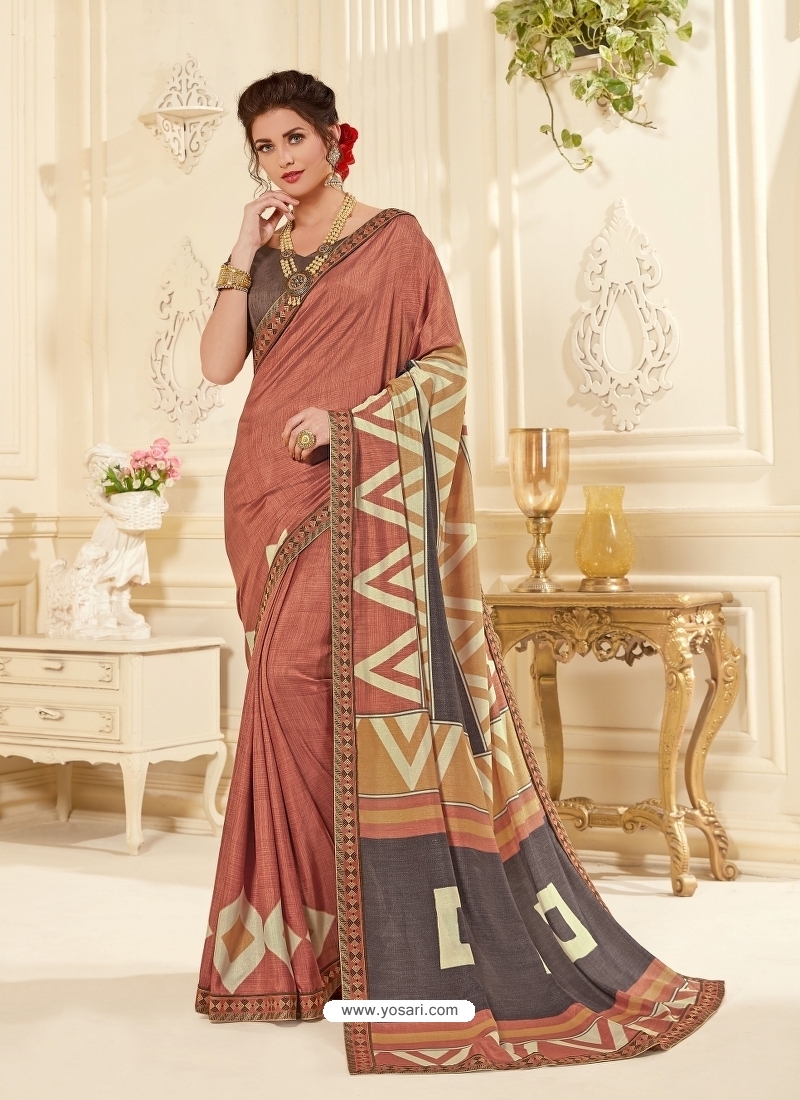 Rust Latest Designer Casual Wear Sari