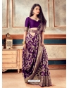 Purple Latest Designer Party Wear Sari With Belt