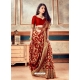 Red Latest Designer Party Wear Sari With Belt