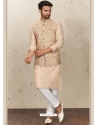 Light Orange Exclusive Readymade Designer Kurta Pajama With Waistcoat