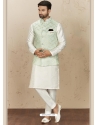 White Exclusive Readymade Designer Kurta Pajama With Waistcoat