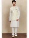 White Exclusive Readymade Designer Kurta Pajama With Waistcoat