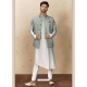 Light Grey Exclusive Readymade Designer Kurta Pajama With Waistcoat