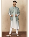 Light Grey Exclusive Readymade Designer Kurta Pajama With Waistcoat