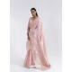 Baby Pink Latest Designer Party Wear Pure Linen Weaving Sari