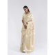 Off White Latest Designer Party Wear Pure Linen Weaving Sari